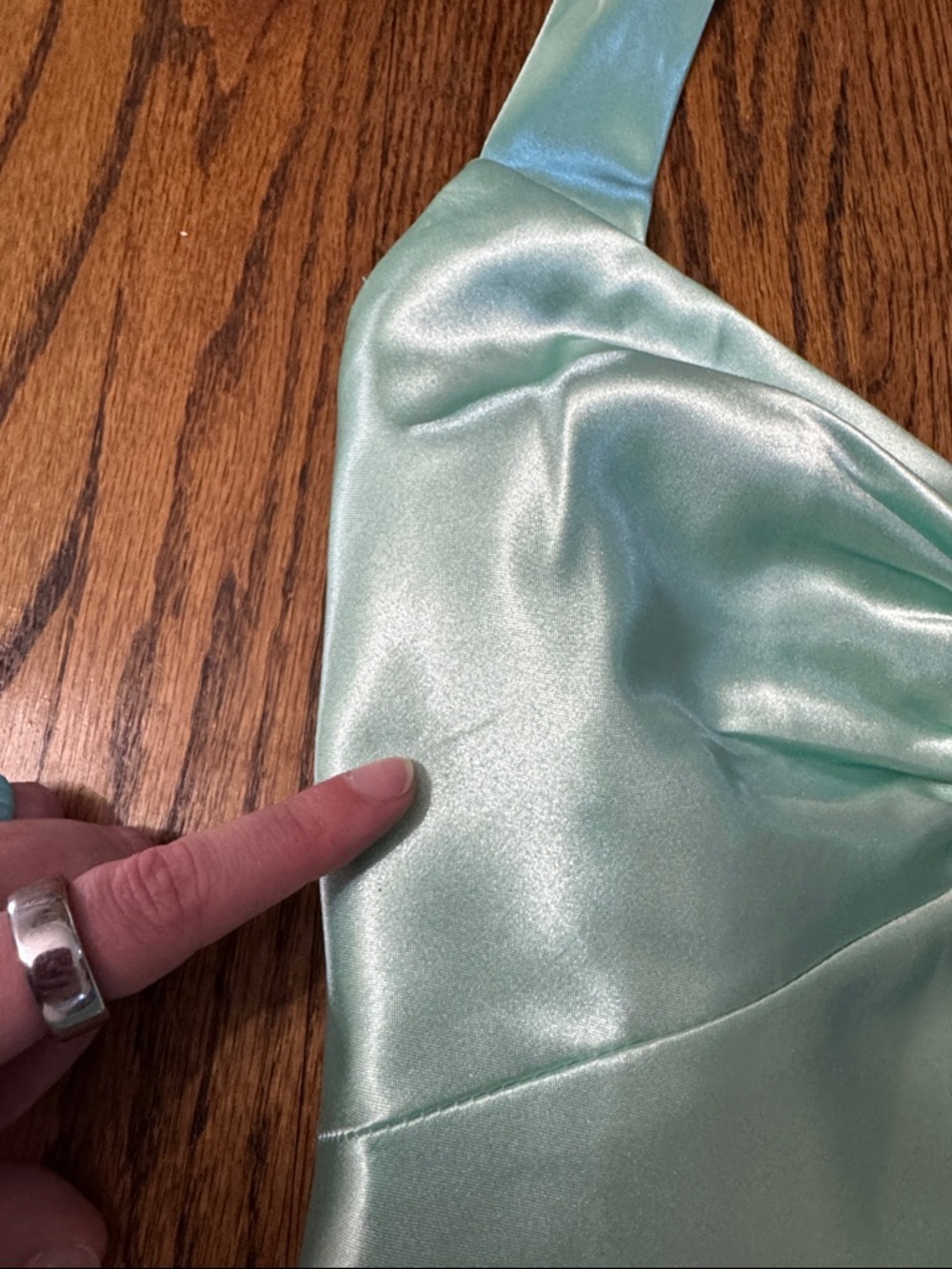 Vintage Y2K Jessica McClintock Gunne Sax Mint Satin-feel Halter Maxi Dress - Picture 8 of 8